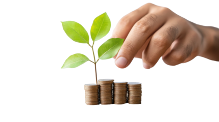 Sprouting Money Tree with Hands Nurturing Financial Growth and Investment   Concept of Sustainable Wealth Creation Savings and Economic Progress