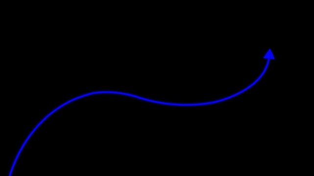 abstract arrow business graph icon. on black background. Directional bold arrows are direction and swipe right arrows for social media.