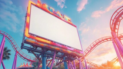 blank blackboard empty blackboard school. Large Blank Billboard at Amusement Park at Sunset