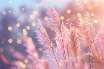Pink flower field, showcasing the beauty of nature in soft, pastel tones. It emphasizes the fragility and elegance of small flowers, creating a calming and romantic 