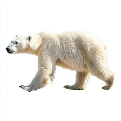 Fototapeta premium Polar bear standing as an adult in profile view isolated on a background