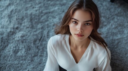 Fashion Woman Moment Carpet Text Blouse Mockup Plain
