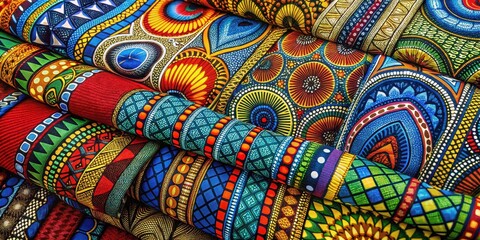 Vibrant Ankara fabric with traditional African print patterns on a bale, Ankara Fabric, Traditional Nigerian Textiles