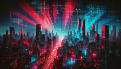 Fototapeta premium Cyberpunk glitch texture with distorted pixels