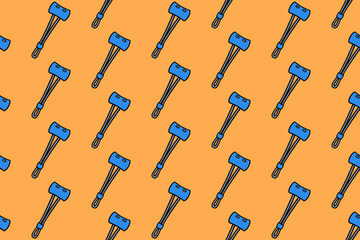 climbing tube stopper colorful seamless pattern on orange background set. doodle carved chock safety equipment illustration pattern background. chock nut background for climbing sport club merchandise