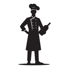 Bread Artisan Baker silhouette, dedicated to fresh and fluffy loaves - Baker illustration - Minimalist Baker vector - Profession silhouette
