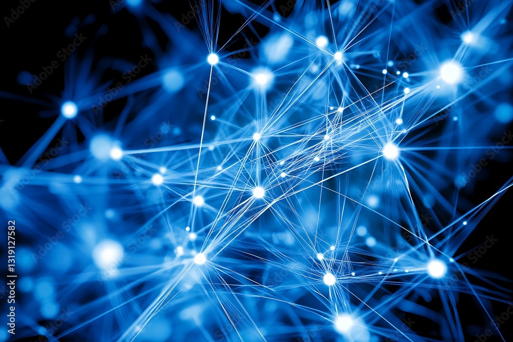 Poster digital network connection with glowing nodes and interconnected lines