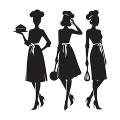 Sweet Creations Baker silhouette, making pastries that delight - Baker illustration - Minimalist Baker vector - Profession silhouette
