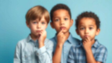 Blurred background of a person engaged in creative contemplation, set against a cool light blue backdrop that evokes inspiration