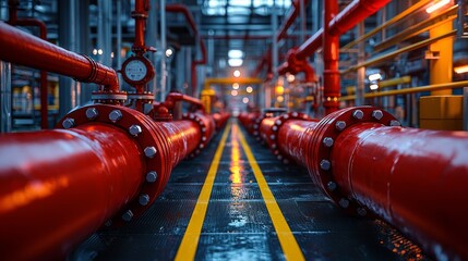 Close-Up of Pipeline and Pipe Rack in a Petroleum and Chemical Industrial Plant