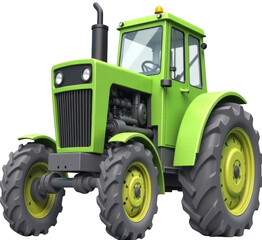 green tractor isolated on white