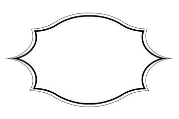 Black Outline Decorative Frame Template. Isolated on White Background. Line banner for culture, religion or historical concept designs. 