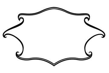 Black Outline Decorative Frame Template. Isolated on White Background. Line banner for culture, religion or historical concept designs. 