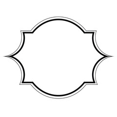 Black Outline Decorative Frame Template. Isolated on White Background. Line banner for culture, religion or historical concept designs. 