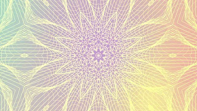 Easter Background with Pastel Colors A pastel-colored abstract design featuring intricate, symmetrical web-like patterns that create a calming and visually appealing aesthetic.