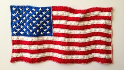 Fototapeta premium Bandera de los Estados Unidos bordada. Brillante y con muchos detalles 