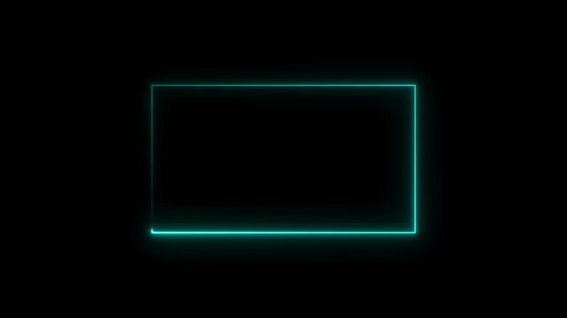 Square rectangle picture frame.glowing neon line.