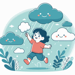 vector illustration of a child playing 