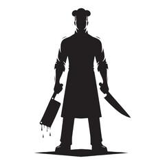 Sharp Blade Butcher silhouette, a master of the knife - Butcher illustration - Minimalist Butcher vector - Profession silhouette

