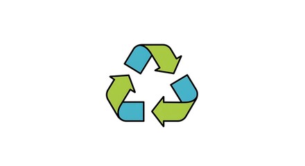 Obraz premium Flat-design recycling icon representing sustainability on a white background