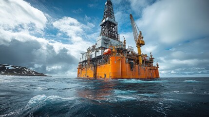 Obraz premium Offshore oil rig in turbulent waters