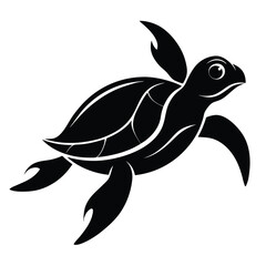 Obraz premium Black Silhouette of Slow-Moving Tortoise