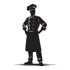 Fiery Chef silhouette, full of energy and drive - Chef illustration - Minimalist Chef vector - Profession silhouette
