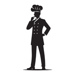 Dynamic Chef silhouette, creating magic in the kitchen - Chef illustration - Minimalist Chef vector - Profession silhouette
