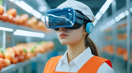 Worker Using Augmented Reality Interface to Access Blockchain Food Tracking Data