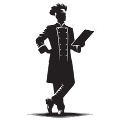 Gourmet Chef silhouette, elevating every dish to perfection - Chef illustration - Minimalist Chef vector - Profession silhouette
