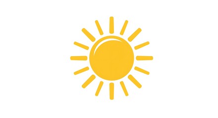 Fototapeta premium Simple sun icon with bright yellow tones on a white background