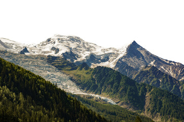 Hike from Chamonix up to La Jonction glacier des Bossons. Mont Blanc Massif, French Alps, Bosson...