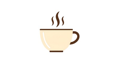 Flat-design coffee cup icon symbolizing relaxation on a white background