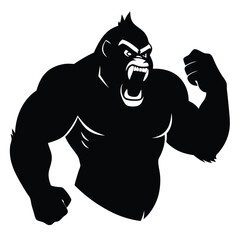-black-silhouette-of-a-mighty-gorilla-pounding-its.eps