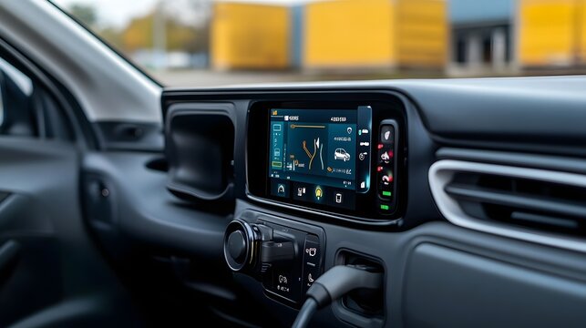 Sleek EV Charging Station with Digital Display Showcasing Eco-Friendly Energy Data