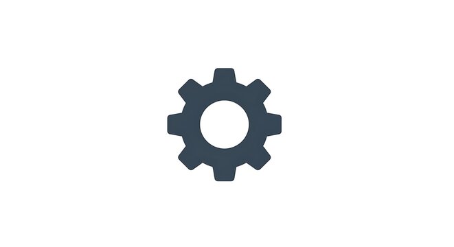 Compact gear icon representing settings on a bright white background