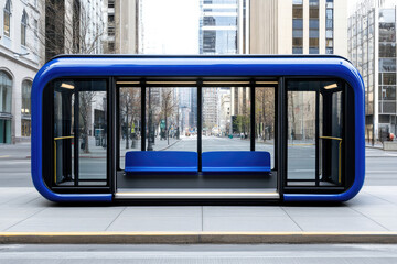 Fototapeta premium Modern urban transportation: minimalist low floor city bus design for public transit
