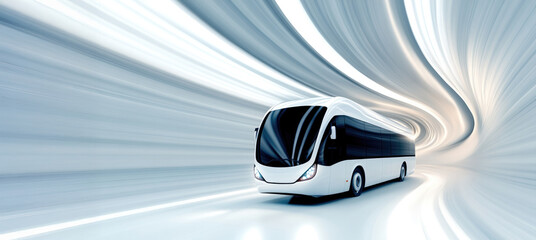 Modern innovation in transportation: futuristic bus testing aerodynamics in wind tunnel for design and efficiency