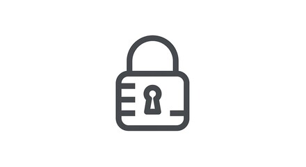 Minimalist lock icon symbolizing security on a white background