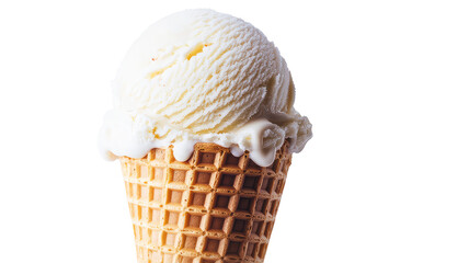 ice cream cone, Vanilla ice cream scooped on transparent background, Ice cream in a waffle cone, Ice cream commercial,
