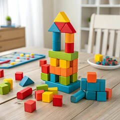 Obraz premium Colorful scattered building blocks