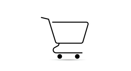 Minimalist shopping cart icon with a white background