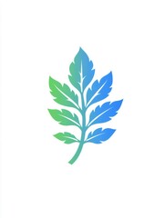 Obraz premium Green and blue gradient leaf representing growth and nature