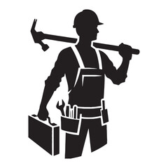 Industrious Worker silhouette, always striving for progress - Worker illustration - Minimalist Worker vector - Profession silhouette
