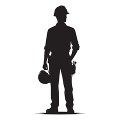 Naklejka premium Expert Worker silhouette, turning effort into achievement - Worker illustration - Minimalist Worker vector - Profession silhouette 
