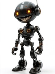 Fototapeta premium Smiling robot standing and showing its mechanical parts