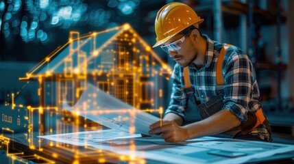 Innovative Architect Designing Futuristic Smart Home Using Advanced Technology