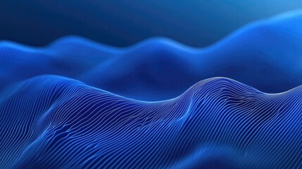 Obraz premium Abstract wavy lines in a deep blue gradient, creating a smooth and modern look