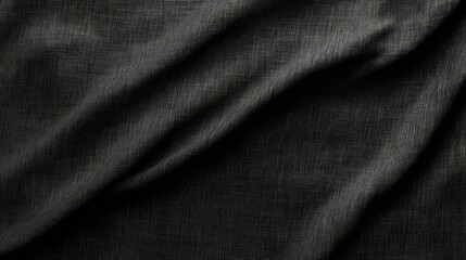 Obraz premium Classic black linen fabric with subtle texture and soft light absorption