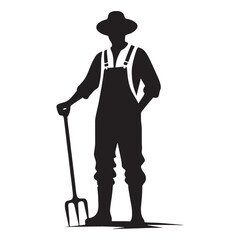 Steadfast Farmer silhouette, enduring every storm for the next harvest - Farmer illustration - Minimalist Farmer vector - Profession silhouette

